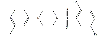 1-[(2,5-dibromophenyl)sulfonyl]-4-(3,4-dimethylphenyl)piperazine Struktur