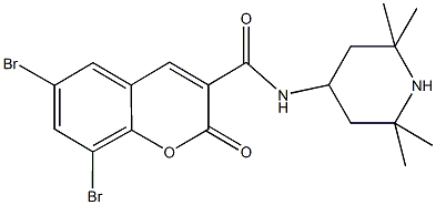 6,8-dibromo-2-oxo-N-(2,2,6,6-tetramethyl-4-piperidinyl)-2H-chromene-3-carboxamide Struktur