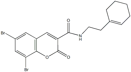 6,8-dibromo-N-[2-(1-cyclohexen-1-yl)ethyl]-2-oxo-2H-chromene-3-carboxamide Struktur