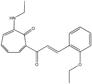 2-[3-(2-ethoxyphenyl)acryloyl]-7-(ethylamino)-2,4,6-cycloheptatrien-1-one Struktur