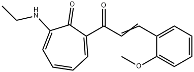 2-(ethylamino)-7-[3-(2-methoxyphenyl)acryloyl]-2,4,6-cycloheptatrien-1-one Struktur