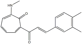 2-[3-(3,4-dimethylphenyl)acryloyl]-7-(methylamino)-2,4,6-cycloheptatrien-1-one Struktur