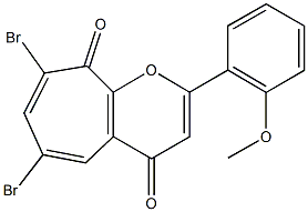 6,8-dibromo-2-(2-methoxyphenyl)cyclohepta[b]pyran-4,9-dione Struktur