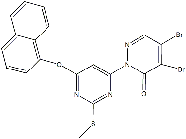 4,5-dibromo-2-[2-(methylsulfanyl)-6-(1-naphthyloxy)-4-pyrimidinyl]-3(2H)-pyridazinone Struktur