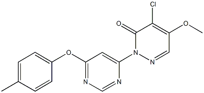 4-chloro-5-methoxy-2-[6-(4-methylphenoxy)-4-pyrimidinyl]-3(2H)-pyridazinone Struktur