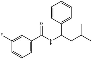 3-fluoro-N-(3-methyl-1-phenylbutyl)benzamide Struktur