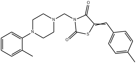 5-(4-methylbenzylidene)-3-{[4-(2-methylphenyl)-1-piperazinyl]methyl}-1,3-thiazolidine-2,4-dione Struktur