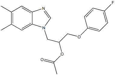 2-(5,6-dimethyl-1H-benzimidazol-1-yl)-1-[(4-fluorophenoxy)methyl]ethyl acetate Struktur