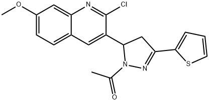 3-[1-acetyl-3-(2-thienyl)-4,5-dihydro-1H-pyrazol-5-yl]-2-chloro-7-quinolinyl methyl ether Struktur