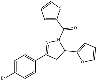 3-(4-bromophenyl)-5-(2-furyl)-1-(2-thienylcarbonyl)-4,5-dihydro-1H-pyrazole Struktur