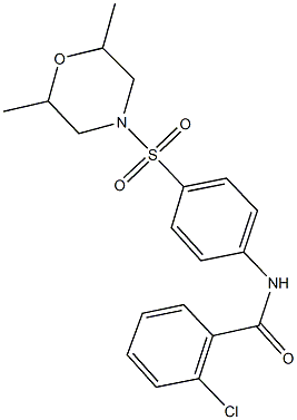 2-chloro-N-{4-[(2,6-dimethyl-4-morpholinyl)sulfonyl]phenyl}benzamide Struktur