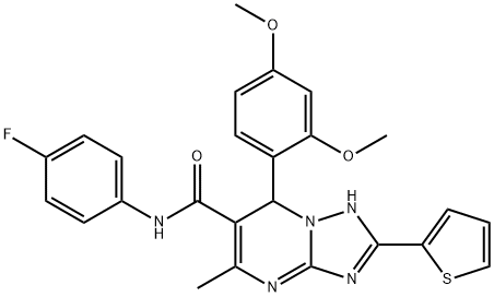 7-(2,4-dimethoxyphenyl)-N-(4-fluorophenyl)-5-methyl-2-(2-thienyl)-4,7-dihydro[1,2,4]triazolo[1,5-a]pyrimidine-6-carboxamide Struktur