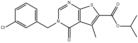 isopropyl 3-(3-chlorobenzyl)-5-methyl-4-oxo-3,4-dihydrothieno[2,3-d]pyrimidine-6-carboxylate Struktur