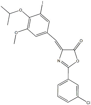 2-(3-chlorophenyl)-4-(3-iodo-4-isopropoxy-5-methoxybenzylidene)-1,3-oxazol-5(4H)-one Struktur