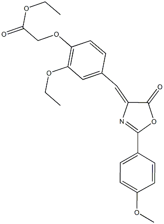 ethyl {2-ethoxy-4-[(2-(4-methoxyphenyl)-5-oxo-1,3-oxazol-4(5H)-ylidene)methyl]phenoxy}acetate Struktur