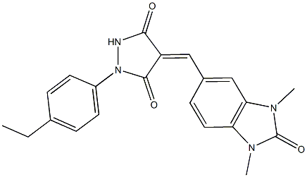 4-[(1,3-dimethyl-2-oxo-2,3-dihydro-1H-benzimidazol-5-yl)methylene]-1-(4-ethylphenyl)-3,5-pyrazolidinedione Struktur