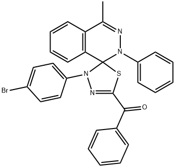 [4'-(4-bromophenyl)-4-methyl-2-phenyl-1,2,4',5'-tetrahydrospiro(phthalazine-1,5'-[1,3,4]-thiadiazole)-2'-yl](phenyl)methanone Struktur