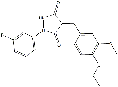 4-(4-ethoxy-3-methoxybenzylidene)-1-(3-fluorophenyl)-3,5-pyrazolidinedione Struktur