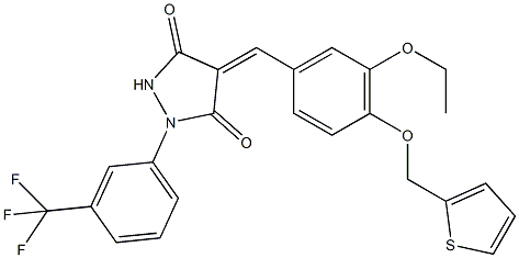 4-[3-ethoxy-4-(2-thienylmethoxy)benzylidene]-1-[3-(trifluoromethyl)phenyl]-3,5-pyrazolidinedione Struktur