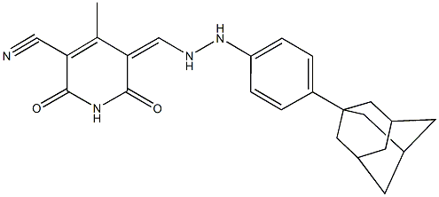 5-({2-[4-(1-adamantyl)phenyl]hydrazino}methylene)-4-methyl-2,6-dioxo-1,2,5,6-tetrahydro-3-pyridinecarbonitrile Struktur