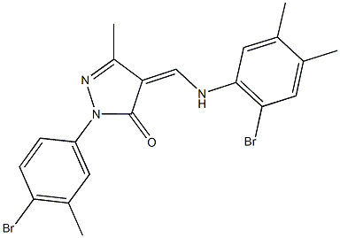 4-[(2-bromo-4,5-dimethylanilino)methylene]-2-(4-bromo-3-methylphenyl)-5-methyl-2,4-dihydro-3H-pyrazol-3-one Struktur