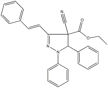 ethyl 4-cyano-1,5-diphenyl-3-(2-phenylvinyl)-4,5-dihydro-1H-pyrazole-4-carboxylate Struktur