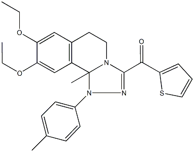 [8,9-diethoxy-10b-methyl-1-(4-methylphenyl)-1,5,6,10b-tetrahydro[1,2,4]triazolo[3,4-a]isoquinolin-3-yl](thien-2-yl)methanone Struktur