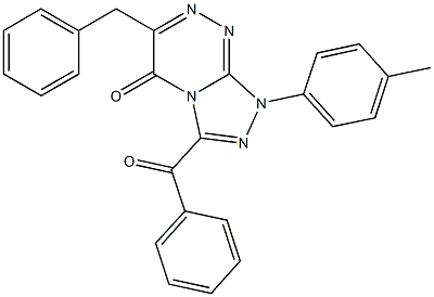 3-benzoyl-6-benzyl-1-(4-methylphenyl)[1,2,4]triazolo[3,4-c][1,2,4]triazin-5(1H)-one Struktur