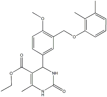 ethyl 4-{3-[(2,3-dimethylphenoxy)methyl]-4-methoxyphenyl}-6-methyl-2-oxo-1,2,3,4-tetrahydro-5-pyrimidinecarboxylate Struktur