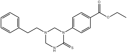 ethyl 4-[5-(2-phenylethyl)-2-thioxo-1,3,5-triazinan-1-yl]benzoate Struktur