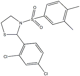 2-(2,4-dichlorophenyl)-3-[(3,4-dimethylphenyl)sulfonyl]-1,3-thiazolidine Struktur