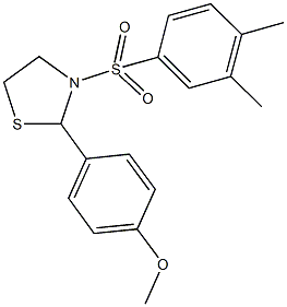 4-{3-[(3,4-dimethylphenyl)sulfonyl]-1,3-thiazolidin-2-yl}phenyl methyl ether Struktur