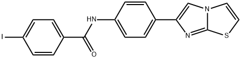 N-(4-imidazo[2,1-b][1,3]thiazol-6-ylphenyl)-4-iodobenzamide Struktur