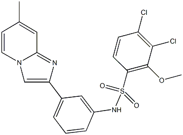 3,4-dichloro-2-methoxy-N-[3-(7-methylimidazo[1,2-a]pyridin-2-yl)phenyl]benzenesulfonamide Struktur