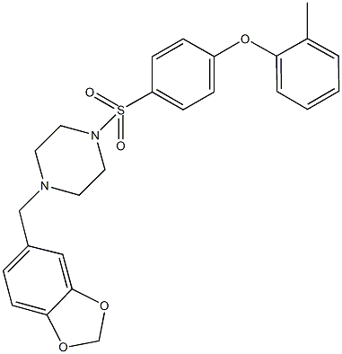 4-{[4-(1,3-benzodioxol-5-ylmethyl)-1-piperazinyl]sulfonyl}phenyl 2-methylphenyl ether Struktur