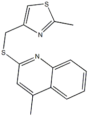 4-methyl-2-quinolinyl (2-methyl-1,3-thiazol-4-yl)methyl sulfide Struktur