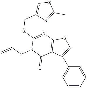 3-allyl-2-{[(2-methyl-1,3-thiazol-4-yl)methyl]sulfanyl}-5-phenylthieno[2,3-d]pyrimidin-4(3H)-one Struktur