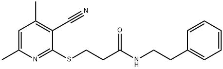 3-[(3-cyano-4,6-dimethyl-2-pyridinyl)sulfanyl]-N-(2-phenylethyl)propanamide Struktur