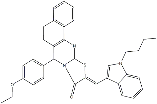 10-[(1-butyl-1H-indol-3-yl)methylene]-7-(4-ethoxyphenyl)-5,7-dihydro-6H-benzo[h][1,3]thiazolo[2,3-b]quinazolin-9(10H)-one Struktur