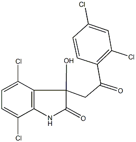 4,7-dichloro-3-[2-(2,4-dichlorophenyl)-2-oxoethyl]-3-hydroxy-1,3-dihydro-2H-indol-2-one Struktur