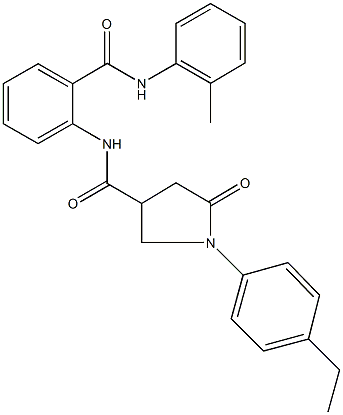 1-(4-ethylphenyl)-5-oxo-N-[2-(2-toluidinocarbonyl)phenyl]-3-pyrrolidinecarboxamide Struktur