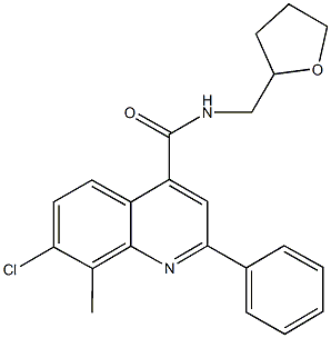 7-chloro-8-methyl-2-phenyl-N-(tetrahydro-2-furanylmethyl)-4-quinolinecarboxamide Struktur