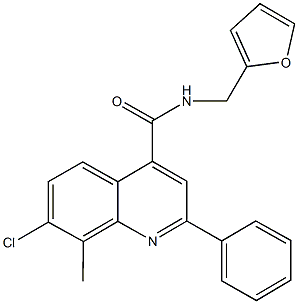 7-chloro-N-(2-furylmethyl)-8-methyl-2-phenyl-4-quinolinecarboxamide Struktur