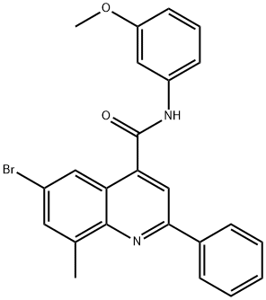 6-bromo-N-(3-methoxyphenyl)-8-methyl-2-phenyl-4-quinolinecarboxamide Struktur