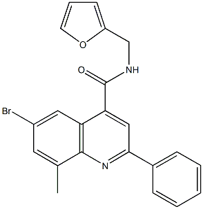 6-bromo-N-(2-furylmethyl)-8-methyl-2-phenyl-4-quinolinecarboxamide Struktur