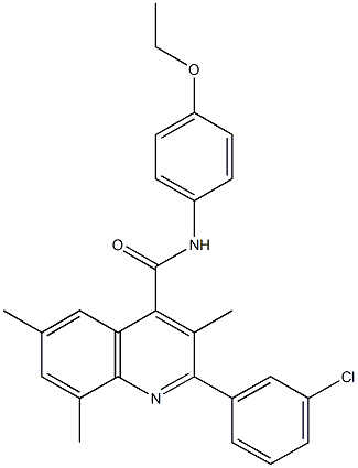 2-(3-chlorophenyl)-N-(4-ethoxyphenyl)-3,6,8-trimethyl-4-quinolinecarboxamide Struktur