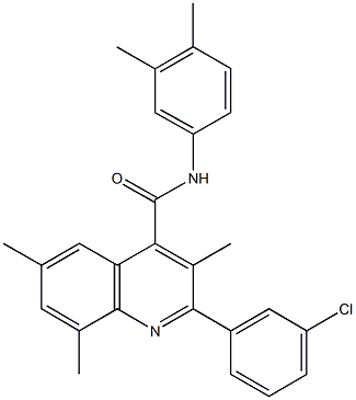 2-(3-chlorophenyl)-N-(3,4-dimethylphenyl)-3,6,8-trimethyl-4-quinolinecarboxamide Struktur