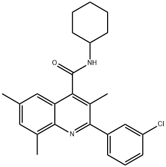 2-(3-chlorophenyl)-N-cyclohexyl-3,6,8-trimethyl-4-quinolinecarboxamide Struktur