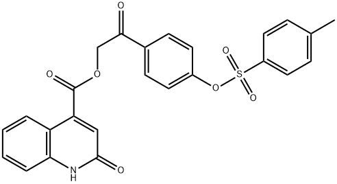 2-(4-{[(4-methylphenyl)sulfonyl]oxy}phenyl)-2-oxoethyl 2-hydroxy-4-quinolinecarboxylate Struktur