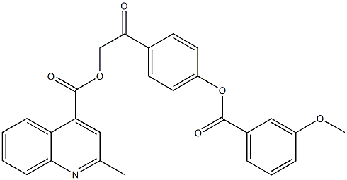 2-{4-[(3-methoxybenzoyl)oxy]phenyl}-2-oxoethyl 2-methyl-4-quinolinecarboxylate Struktur